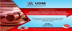 Isac Chande profere Aula Inaugural da UDM